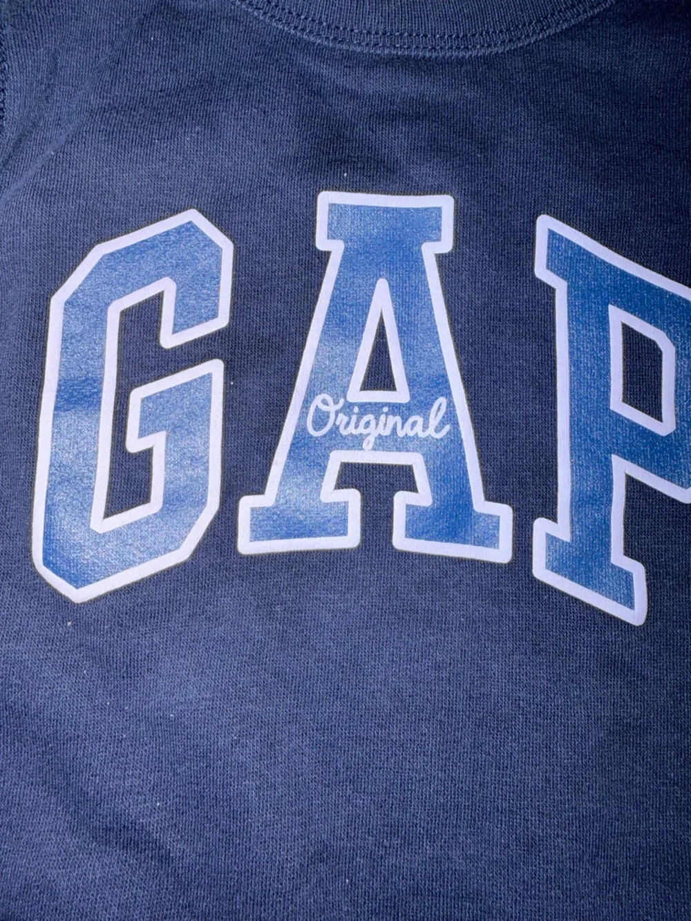 GAP toddler girl Navy Crewneck Sweatshirt with Lilac Logo